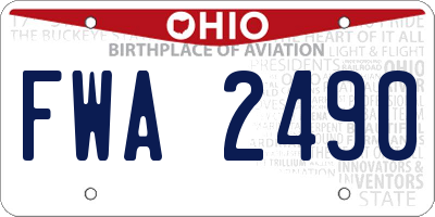 OH license plate FWA2490