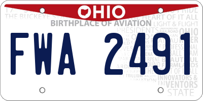 OH license plate FWA2491