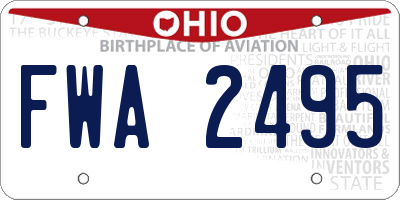 OH license plate FWA2495