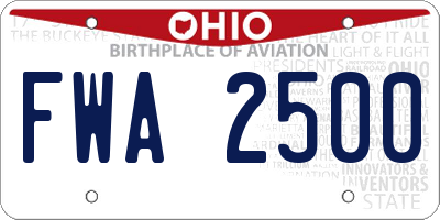 OH license plate FWA2500