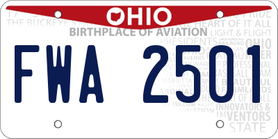 OH license plate FWA2501