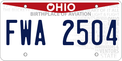 OH license plate FWA2504