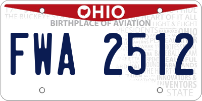 OH license plate FWA2512