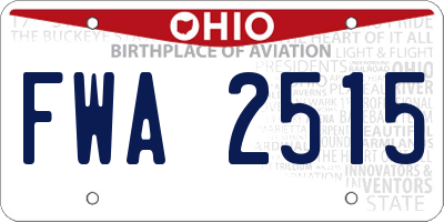 OH license plate FWA2515