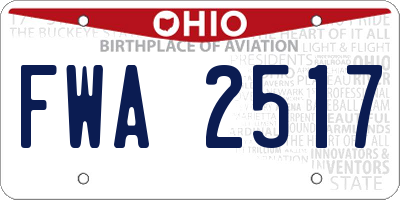 OH license plate FWA2517