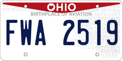 OH license plate FWA2519