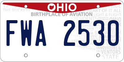 OH license plate FWA2530