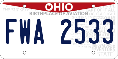 OH license plate FWA2533