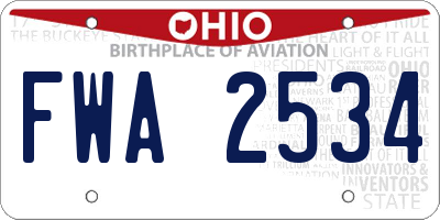 OH license plate FWA2534