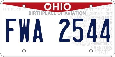 OH license plate FWA2544