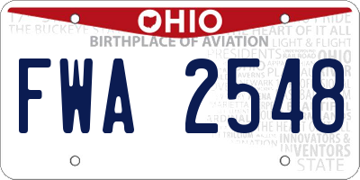 OH license plate FWA2548