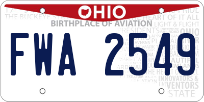 OH license plate FWA2549