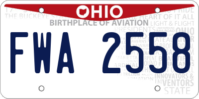OH license plate FWA2558