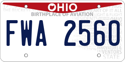OH license plate FWA2560