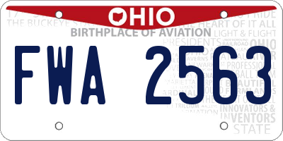 OH license plate FWA2563