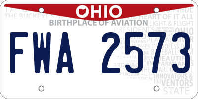 OH license plate FWA2573