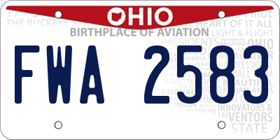 OH license plate FWA2583