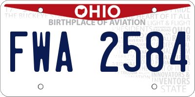 OH license plate FWA2584