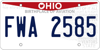 OH license plate FWA2585