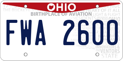 OH license plate FWA2600