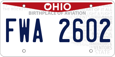 OH license plate FWA2602