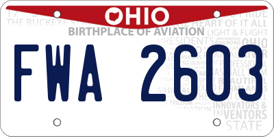 OH license plate FWA2603