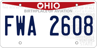 OH license plate FWA2608