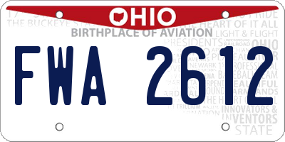 OH license plate FWA2612