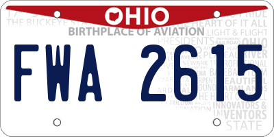 OH license plate FWA2615