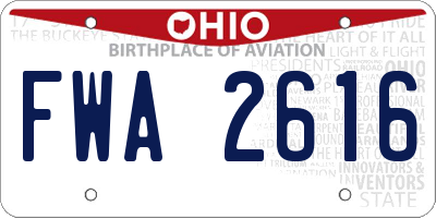 OH license plate FWA2616