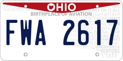 OH license plate FWA2617