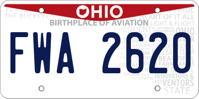 OH license plate FWA2620