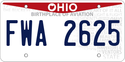 OH license plate FWA2625