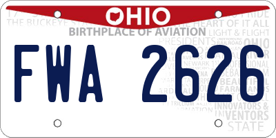 OH license plate FWA2626