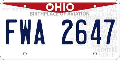 OH license plate FWA2647