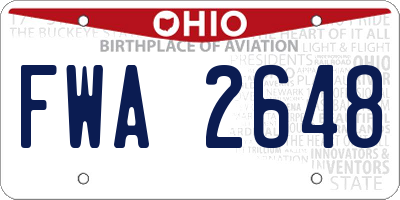 OH license plate FWA2648