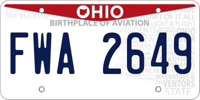 OH license plate FWA2649