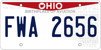 OH license plate FWA2656