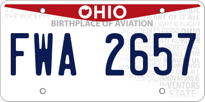 OH license plate FWA2657