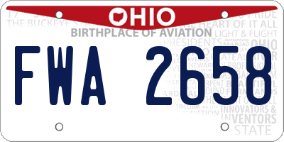 OH license plate FWA2658