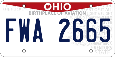 OH license plate FWA2665