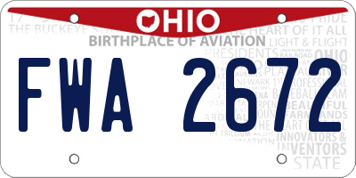 OH license plate FWA2672