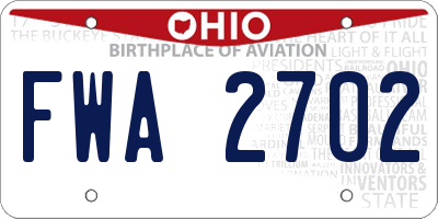 OH license plate FWA2702