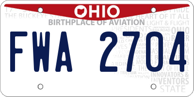 OH license plate FWA2704