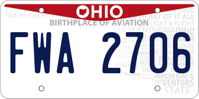 OH license plate FWA2706