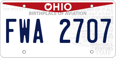 OH license plate FWA2707