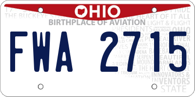 OH license plate FWA2715