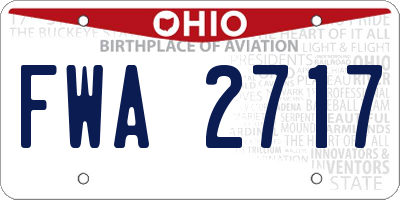 OH license plate FWA2717