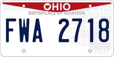 OH license plate FWA2718