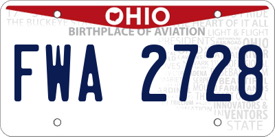OH license plate FWA2728